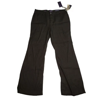 NYDJ Claire Women Trousers Pants Size 14P Black Linen Blend Wide-Leg NWT - Image 1 of 4