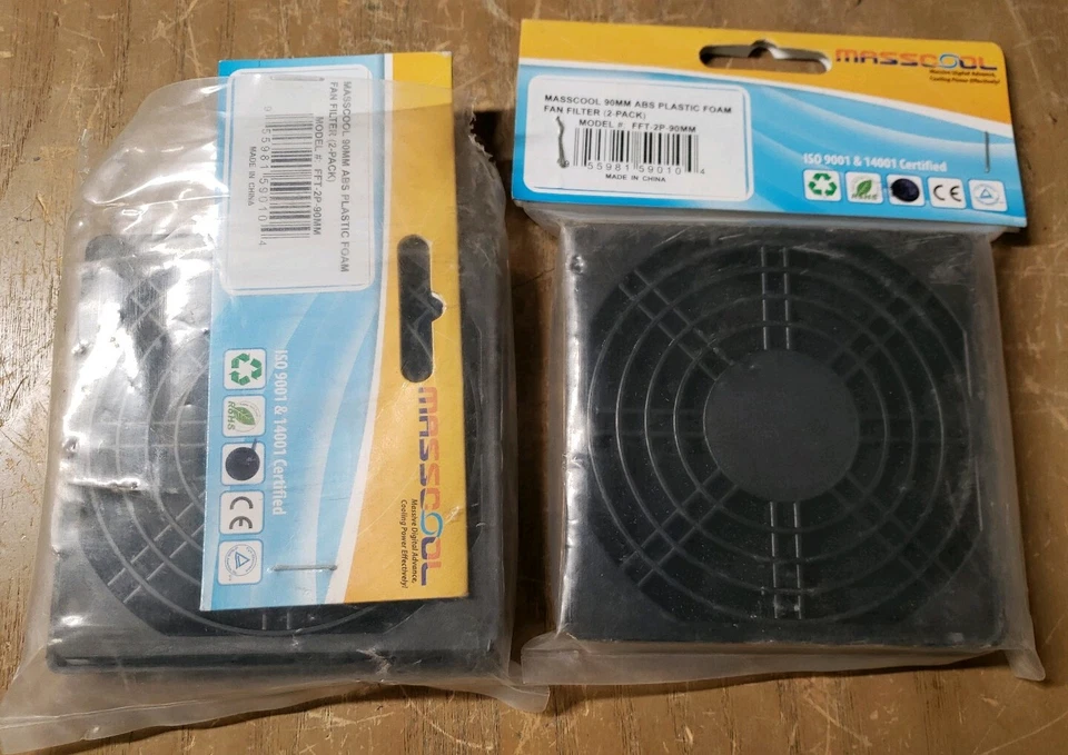 (2)Masscool FFT-2P-90MM 90mm ABS Plastic Foam Fan Filters (2 Pack) 1J-2778-Y10 - Image 1 of 3