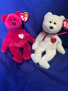 TY Beanie Babies 1st/2nd Gen RARE W/ERRORS, PVC PELLETS Valentino And Valentina - Picture 1 of 5