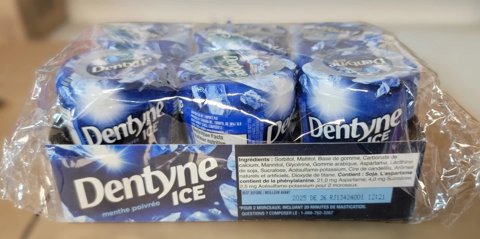2 X Dentyne Ice Sugar Gum Peppermint 4 Containers 60 Count per Container
