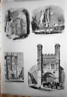 Archtecture; 2 Pgs  Sketches Of Canterbury, 1845; 9 Sketches, England; Original