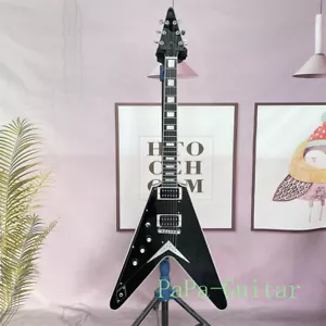 Guitarra eléctrica para zurdos Black Flying V cuerpo y cuello de caoba herrajes cromados - Imagen 1 de 9