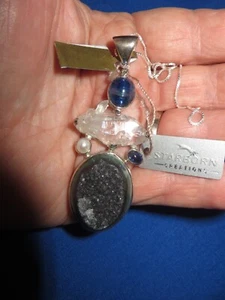 NEU! Starborn Creations Kyanit Quarz Kristall Perle Anhänger Halskette Etikett $ 168. - Bild 1 von 12