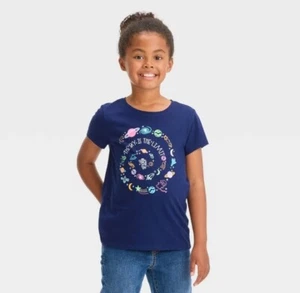 Girls Short Sleeve The Sky is the Limit Navy Graphic T-Shirt, M (8) - Picture 1 of 1