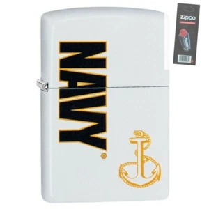 Zippo 29761 United States Navy Anchor White Matte Lighter + FLINT PACK - Picture 1 of 1