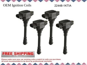 Set/4 Ignition Coils for INFINITI NISSAN 1.6L 1.8L 2.0L 2.5L I4 /OEM 22448-1KTIA - Picture 1 of 2