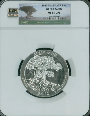 2013 GREAT BASIN QUARTER 5 OZ NGC MS69 DPL DMPL FINEST MAC SPOTLESS POP 91 * - Image 1 of 4