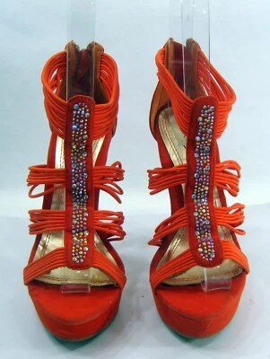 Оранжевый 5,5 «Stiletto высокий каблук 1,5» платформе PEEP носок туфли женщин размер 6 - Изображение 1 из 4