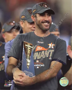 Justin Verlander 2017 ALCS MVP Trophy Houston Astros Authentic 8x10 Photo - Picture 1 of 1