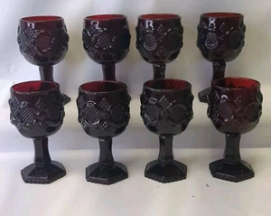 Vintage Avon Cape Cod Cranberry Glas rot Cordial Likör kleiner Kelch Set 8 - Bild 1 von 6