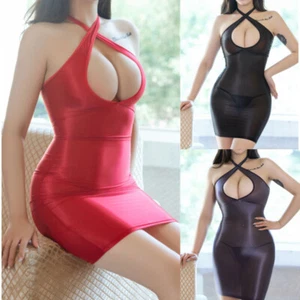 Women's Sexy Backless Bodycon Mini Dress Pencil Tight Skirt Babydoll Nightwear - Picture 1 of 39