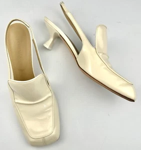 Max Mara Sportmax Shoes Size 39 Square Toe Spool Heels Slingback Patent Leather - Picture 1 of 9