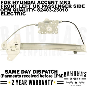 FOR HYUNDAI ACCENT MK2 1999-2005 FRONT LEFT WINDOW REGULATOR 82403-25010 - Picture 1 of 2