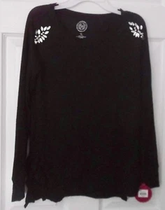 GIRLS' SO BLACK LONG SLEEVE RUFFLE SWEATER - RHINESTONES - SIZE 12 - NWT - Picture 1 of 5
