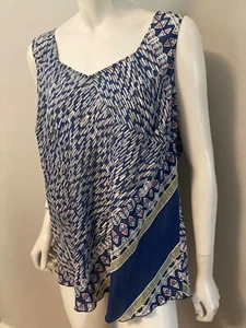 Blusa Top Nic + Zoe Sin Mangas Seda Cami Multi Estampado Azul - Imagen 1 de 4