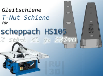 RU3D 2x 280mm T-Nut Gleitschiene f. Scheppach HS 105 Tischkreissäge, Schiebeschlitten