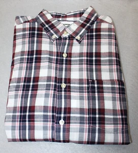 Sonoma Dress Shirt Mens Med Maroon Navy Pink Plaid Check Long Sleeve Button Down - Picture 1 of 6