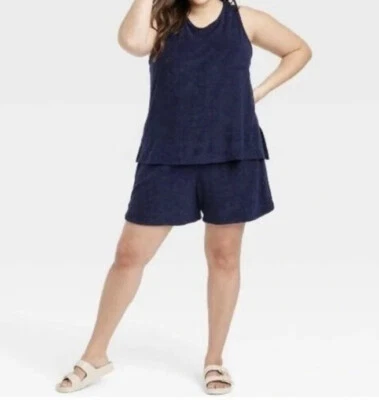 Women’s A New Day plus size velour pull on shorts navy blue 3X NWT - Image 1 of 4