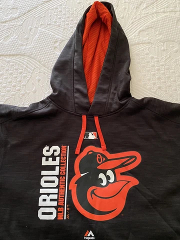 Mens Large MLB Majestic Therma Base Hoodie Baltimore Orioles NEW Cover