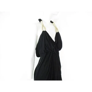 STUNNING WOMENS ALL SAINTS NIKO ROPE HARNESS DRESS BLACK NATURAL DRAPED COWL 8 - Picture 1 of 12