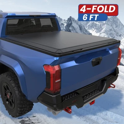 6FT 4-Fold Truck Bed Tonneau Cover For 2016-2025 Toyota Tacoma With Lamp Foto 1 de 4