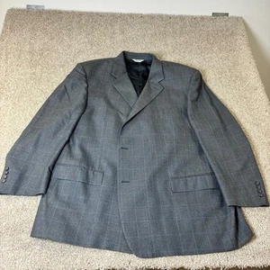 Joseph & Feiss Gray Plaid Silk Wool Blazer Business Career Jacket 50 Regular - Picture 1 of 5