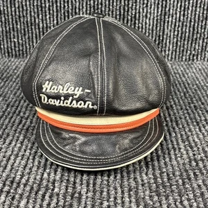 Vintage Leather Harley Davidson Captain Hat 3 stripe Size small - Picture 1 of 4