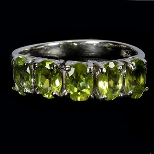 925 Sterling Silver Ring Oval Peridot 6x4mm Natural Gemstone Jewelry Size 8 - Picture 1 of 14
