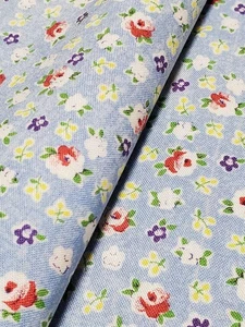 LECIEN Mini Rose Blue Fabric 50cm - Picture 1 of 3