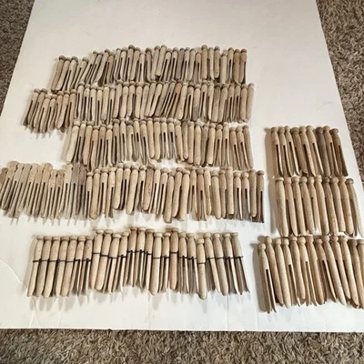 Lote mixto de 180 prendedores de madera vintage para ropa de granja lavandería decoración de campo artesanías Foto 1 de 4