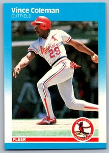 Fleer Vince Coleman St. Louis Cardinals 1987 #290 - Imagen 1 de 2