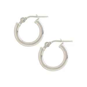 Polished Tube Hoop Earrings 14k White Gold - Bild 1 von 3