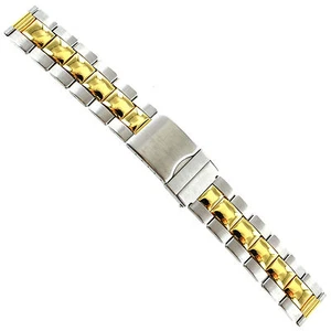 18mm Morellato Straight End Stainless Steel Gold Two Tone Clasp Watch Band - Picture 1 of 8