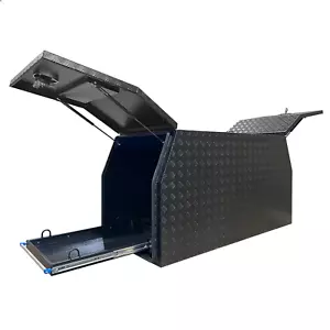 1600 x 700 x 820mm Black Checker Truck Trailer Toolbox Canopy Gullwing - Picture 1 of 5