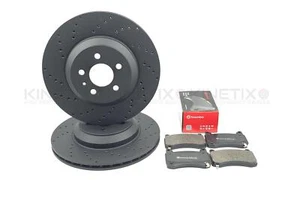 FOR TESLA MODEL 3 5YJ3 2018- DRILLED FRONT BRAKE DISCS BREMBO PADS 1044616-00-D - Picture 1 of 11