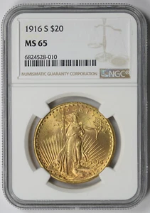 1916-S Saint Gaudens Double Eagle Gold $20 MS 65 NGC - Picture 1 of 4