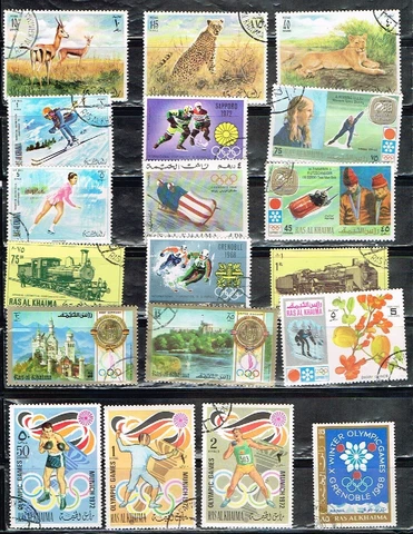 19 Assorted Canceled Postage sTamps from Ras Al Kahaima (12-412) Cover