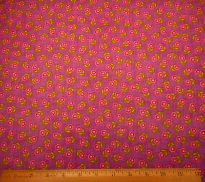 Quilt Fabric By Half-Yard Purple Pink Grn Floral on Lt Purple Premium Cotton B C - Image 1 of 2