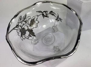 Vintage 1950's Silver Overlay Floral Footed Bowl - Picture 1 of 2