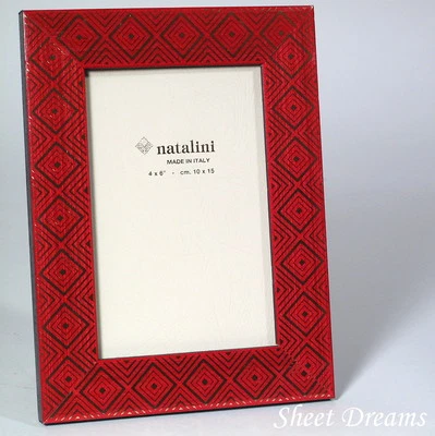 Natalini Red Gold Hand Made in Italy Wood Marquetry Photo Picture Frame 4x6 New - Image 1 of 4