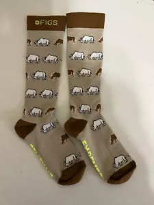 NEW FIGS Women Compression Socks Rhinoceros Size Large Brown - Picture 1 of 2