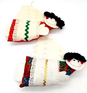 Christmas Fabric Stuffed Christmas Ornaments Set of 2 Handmade Primitive Vintage - Picture 1 of 12