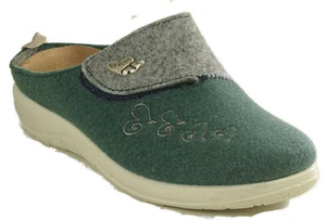 Fly Flot Damen Hausschuhe Textil Filz Clogs Pantoffeln grün Wechselfußbett NEU - Bild 1 von 4