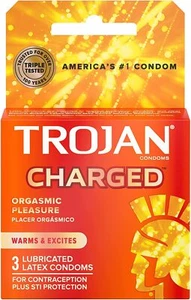1 Box Trojan Charged Condoms Total 3 Latex Condoms - Picture 1 of 7