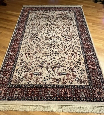 Alfombra de lana Karastan KaraMar 300-1020 floral Kirman con flecos ~ 5 pies 6 pulgadas X 8 pies 6 pulgadas Foto 1 de 4