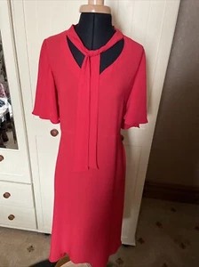 SKINNY DIP Ladies Red Short Sleeve V Neck Midi Shift Dress Size 10 - Picture 1 of 10