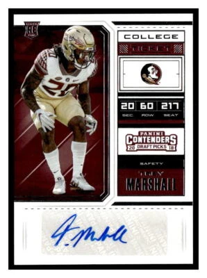TREY MARSHALL 2018 CONTENDERS DRAFT PICKS AUTOGRAPH AUTO - Image 1 of 2