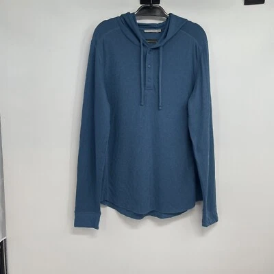 Vince Hoodie Sweater  Mens L Blue Henley Cotton Pullover - Image 1 of 4