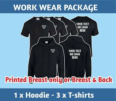Work Wear Package 1 Hoodie 3 T-Shirts Workwear Team Club Custom Printed Uniform - Image 1 of 4