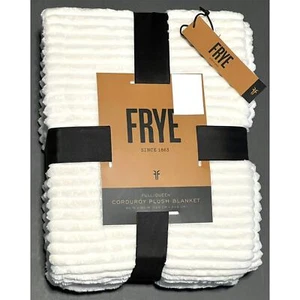 FRYE Ribbed Faux Fur FULL QUEEN Bed Blanket 90” X 90” Ivory Cream NWT Corduroy - Picture 1 of 10